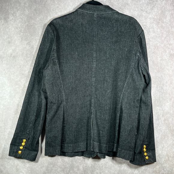 Lauren Jeans Co. Ralph Lauren Jacket Womens 14 Black Denim Pockets Academia Geek - Picture 5 of 10
